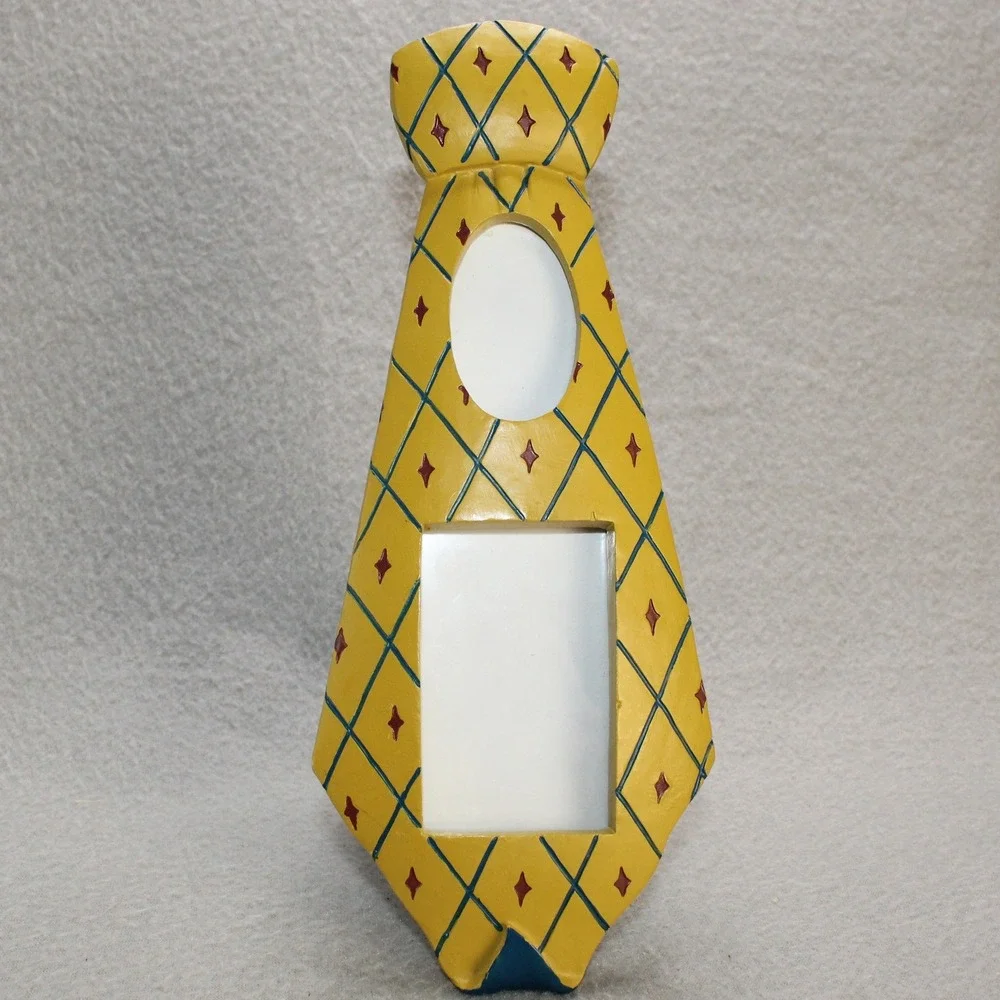 Kohls Necktie Picture Frame Mens Yellow Good Hand Painted Argyle 2-Opening